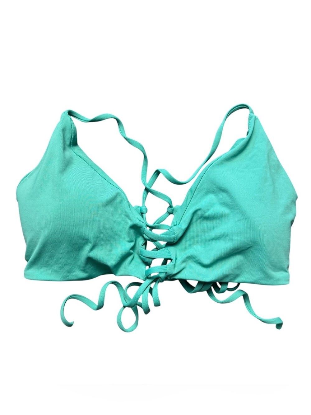 Aqua Lace-Up Bikini Top Size S Adjustable Flattering Fit - Beach Ready